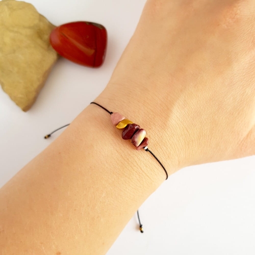 So Nature! Bransoletka mokait bryłki na czarnym sznurku