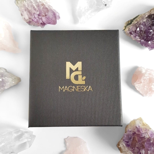 Zestaw bransoletek z kamieni naturalnych magnezyt, ametyst i selenit White &amp; purple