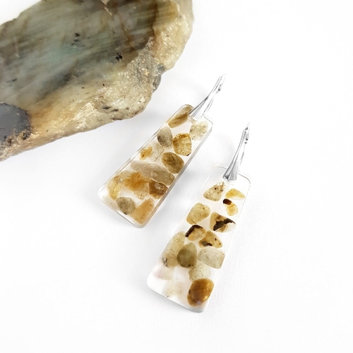 Kolczyki labradoryt w żywicy srebro p.925 Sparkles labradorite