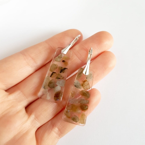 Kolczyki labradoryt w żywicy srebro p.925 Sparkles labradorite