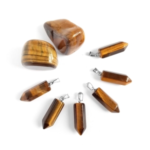 Naszyjnik tygrysie oko sopel na srebrnym łańcuszku stal chirurgiczna