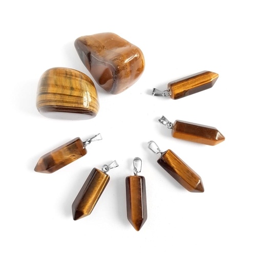 Naszyjnik tygrysie oko sopel na srebrnym łańcuszku stal chirurgiczna