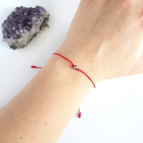 WishYouLuck srebrny hematyt bransoletka szczęścia na czerwonym sznurku