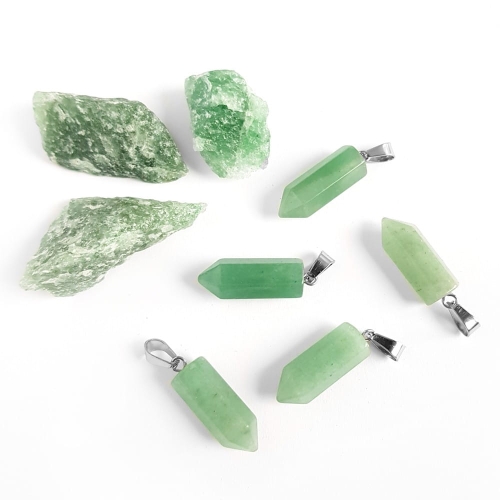 Naszyjnik awenturyn sopel na srebrnym łańcuszku stal chirurgiczna