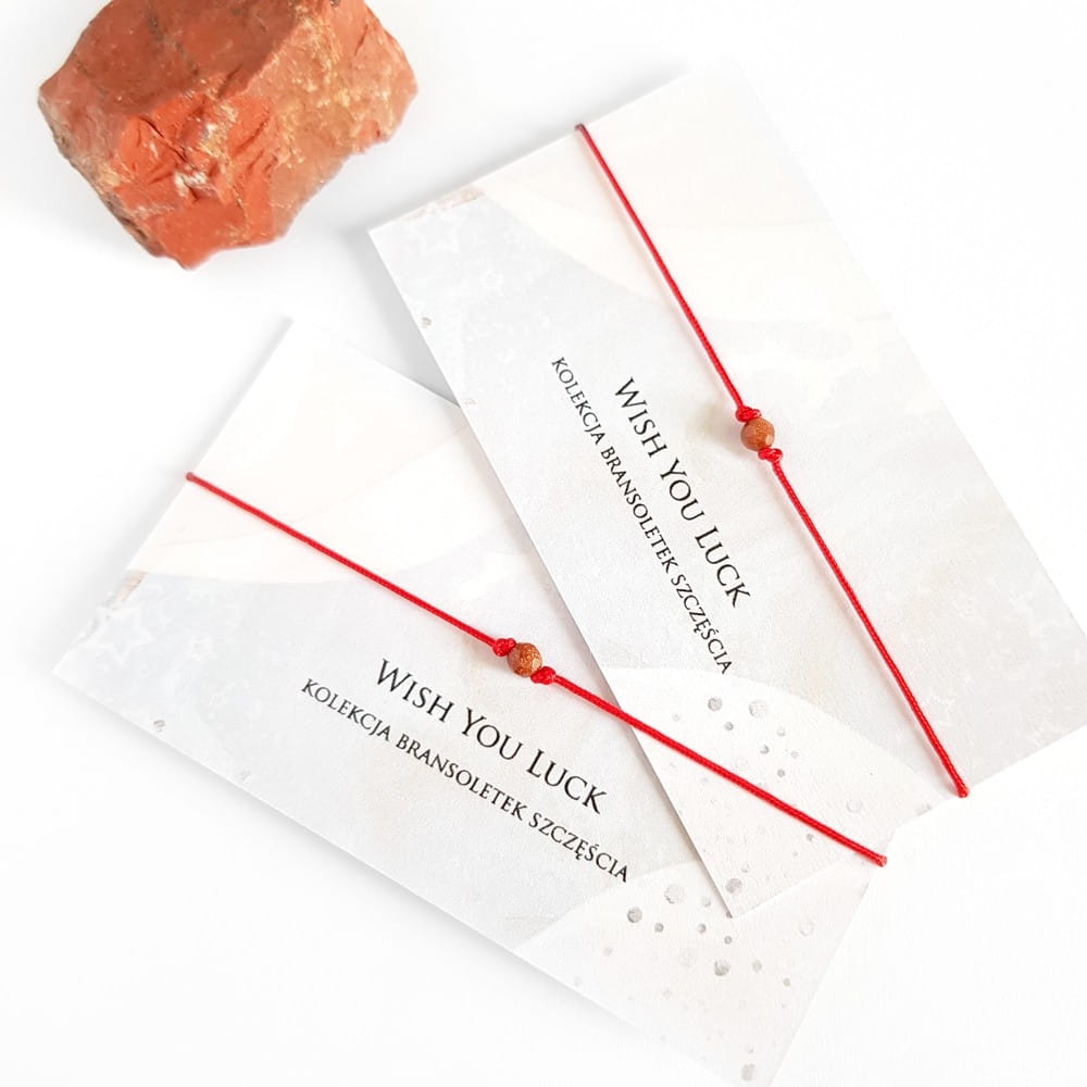 WishYouLuck piasek pustyni bransoletka szczęścia na czerwonym sznurku
