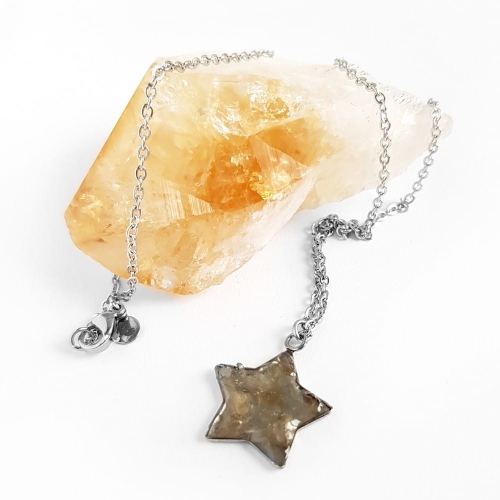 Naszyjnik cytryn gwiazdka na srebrnym łańcuszku stal chirurgiczna Sparkles citrine