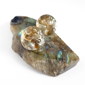 Kolczyki sztyfty maxi labradoryt w żywicy stal chirurgiczna Sparkles labradorite