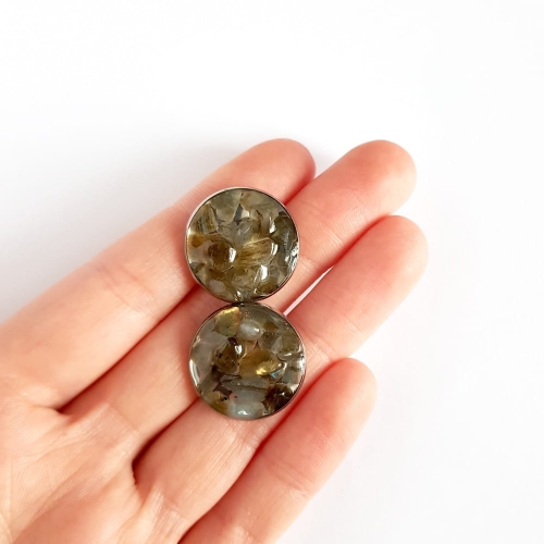 Kolczyki sztyfty maxi labradoryt w żywicy stal chirurgiczna Sparkles labradorite