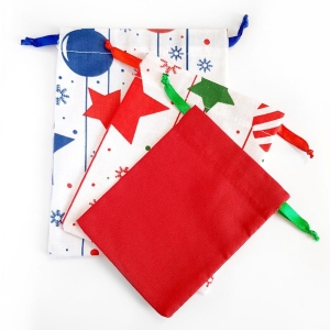 Zestaw 3 woreczków bawełnianych Wzór świąteczny nr 1