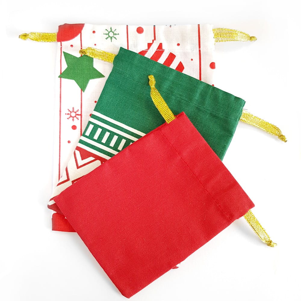 Zestaw 3 woreczków bawełnianych Wzór świąteczny nr 2