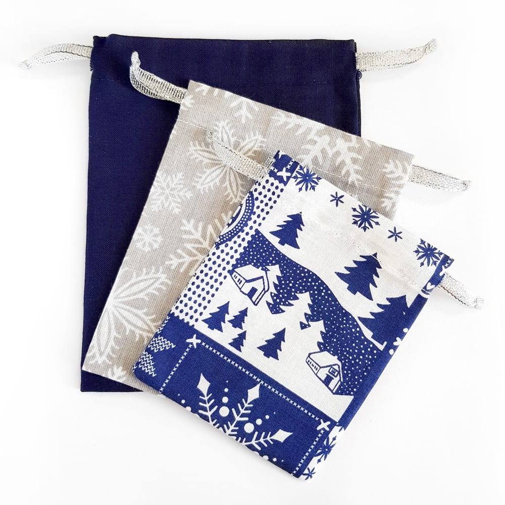Zestaw 3 woreczków bawełnianych Wzór świąteczny nr 3