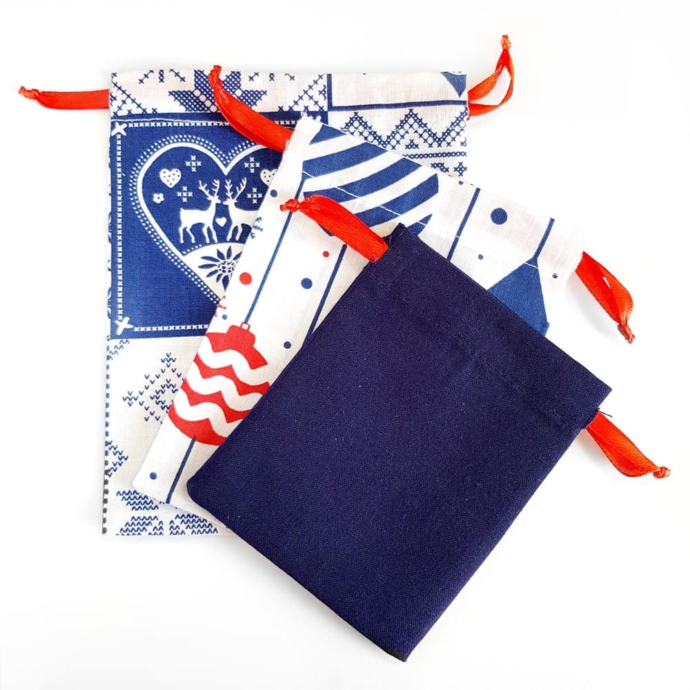 Zestaw 3 woreczków bawełnianych Wzór świąteczny nr 4