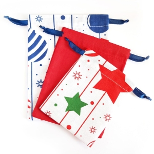 Zestaw 3 woreczków bawełnianych Wzór świąteczny nr 6