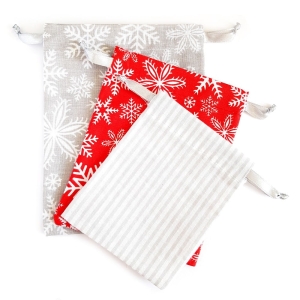 Zestaw 3 woreczków bawełnianych Wzór świąteczny nr 8