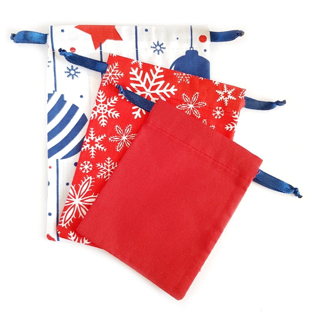 Zestaw 3 woreczków bawełnianych Wzór świąteczny nr 12