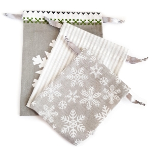 Zestaw 3 woreczków bawełnianych Wzór świąteczny nr 13