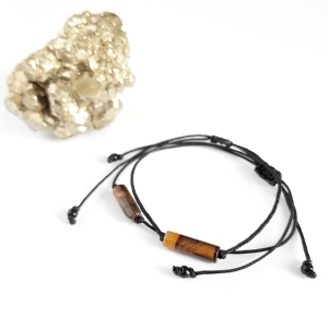 Bransoletka tygrysie oko patyczek na czarnym sznurku Brown stick