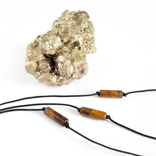 Bransoletka tygrysie oko patyczek na czarnym sznurku Brown stick