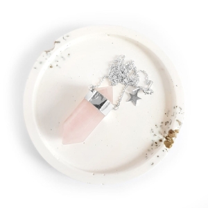 Naszyjnik kwarc różowy sopel na łańcuszku srebro p.925