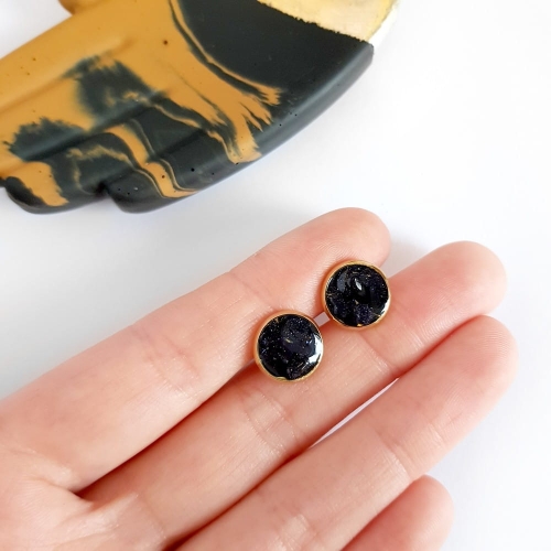 Kolczyki sztyfty noc kairu w żywicy złota stal chirurgiczna Sparkles stars