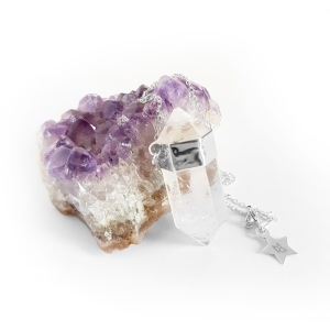 Naszyjnik kryształ górski sopel na łańcuszku srebro p.925