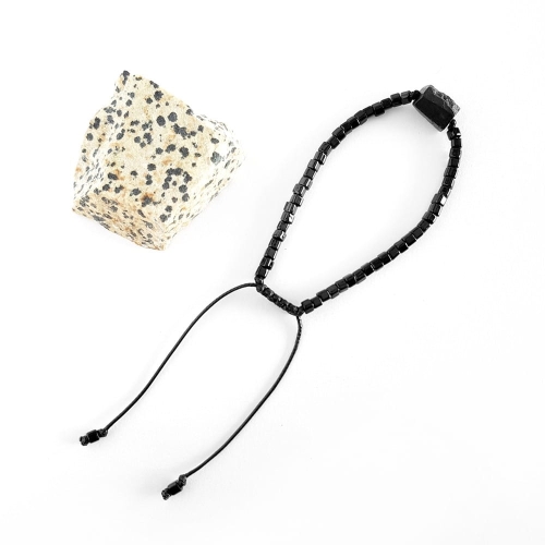 Męska bransoletka na sznurku szungit Little shungite cylinder polished black