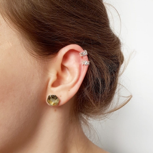 Kolczyki sztyfty heksagony labradoryt w żywicy srebro p.925 Sparkles labradorite